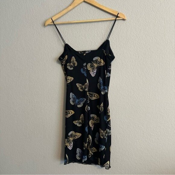 Y2K Forever 21 Juniors Mesh Printed Cami  Bodycon Dress Size M Butterfly Print - Picture 7 of 14
